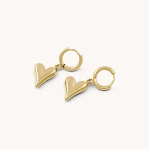 Celine Heart Huggie Hoops, Gold