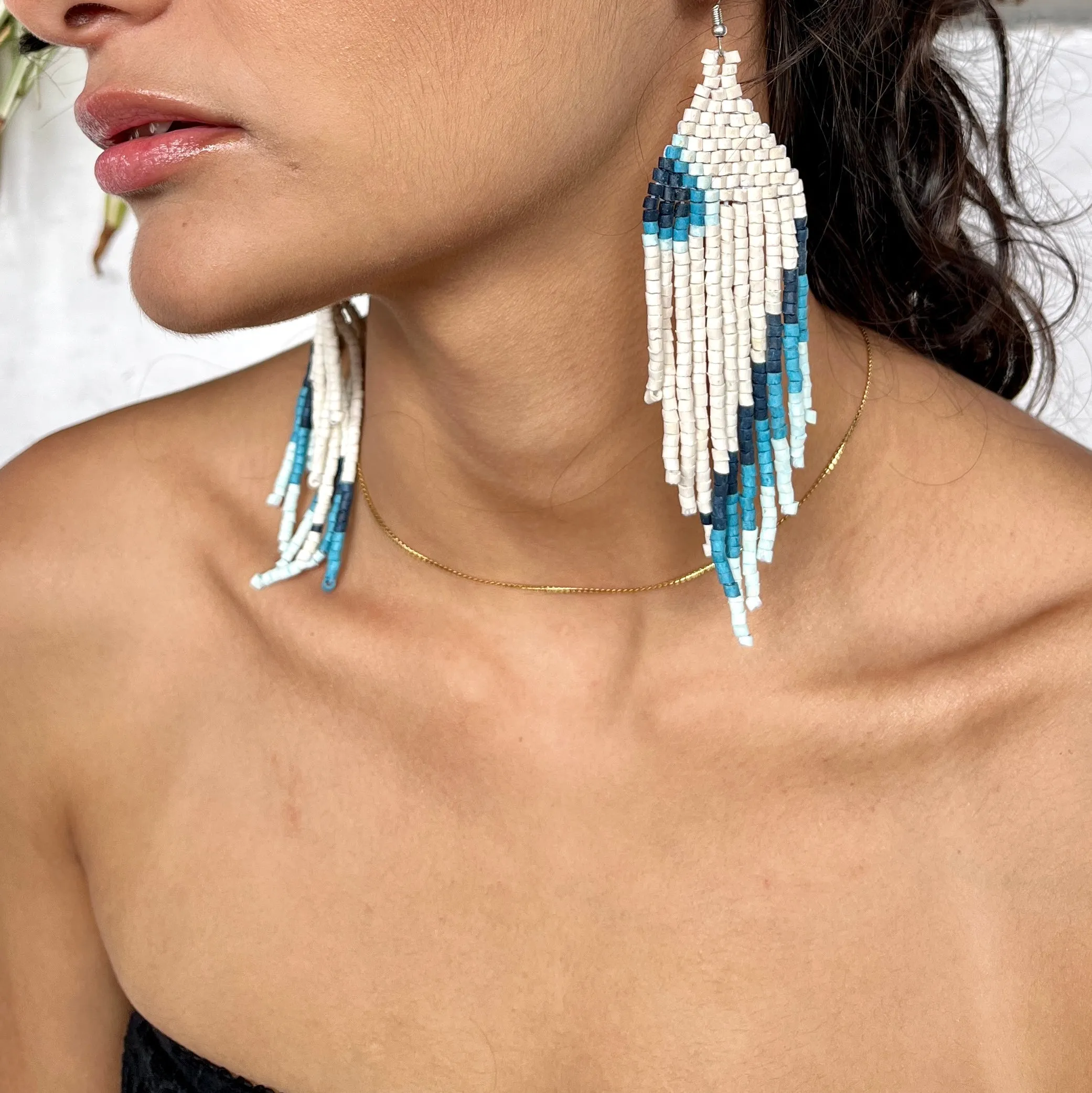 Ceramic Beaded Earrings Shoulder Long Earrings