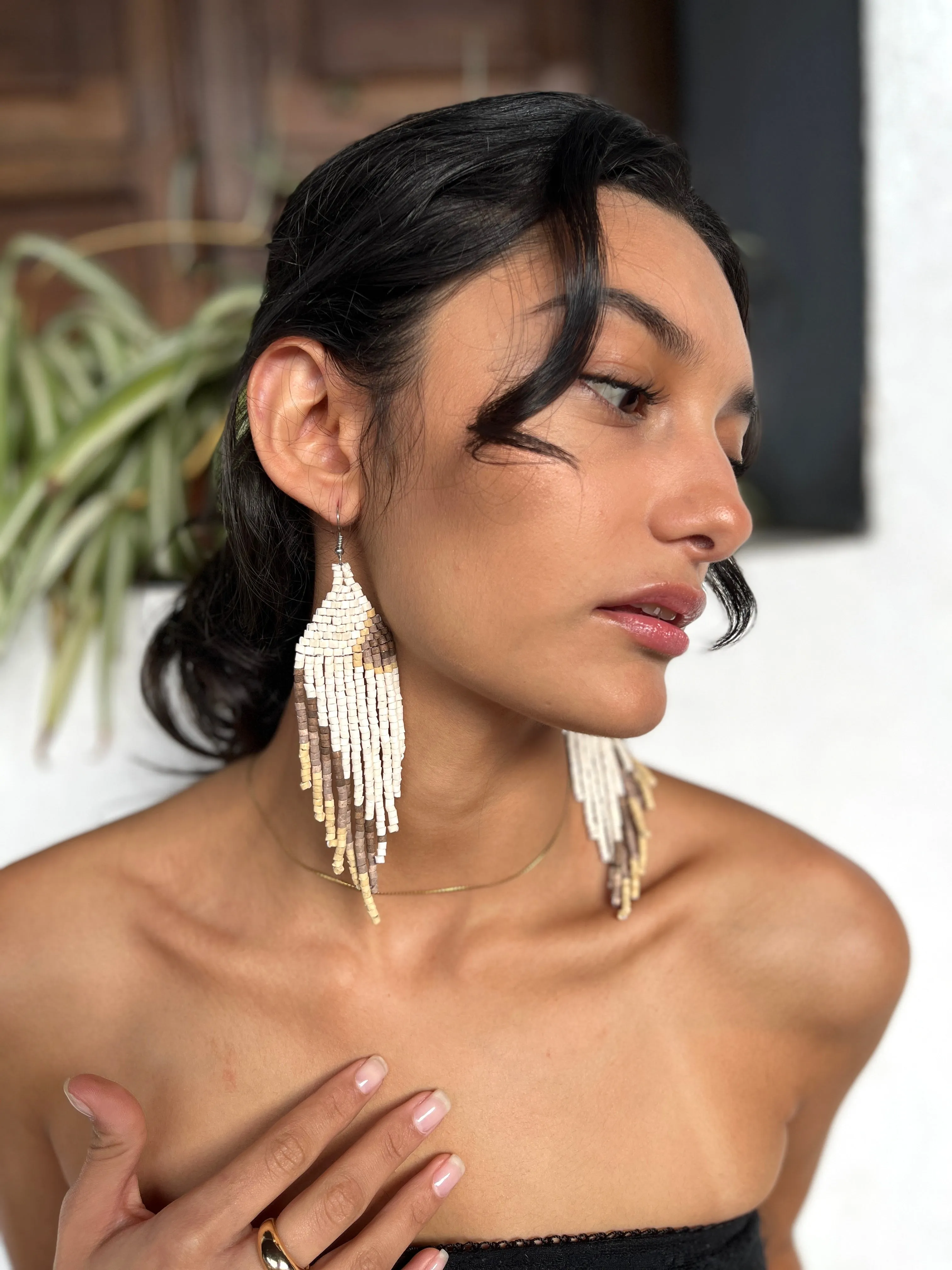 Ceramic Beaded Earrings Shoulder Long Earrings