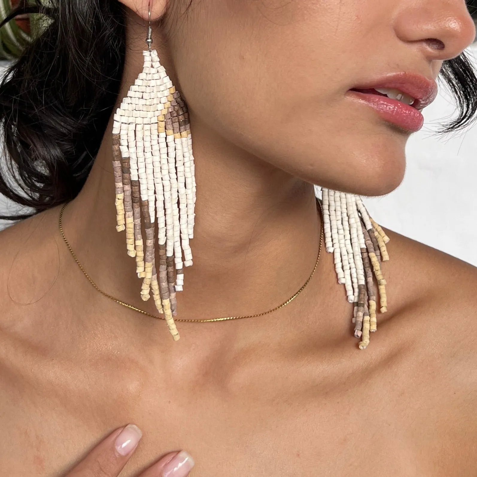 Ceramic Beaded Earrings Shoulder Long Earrings