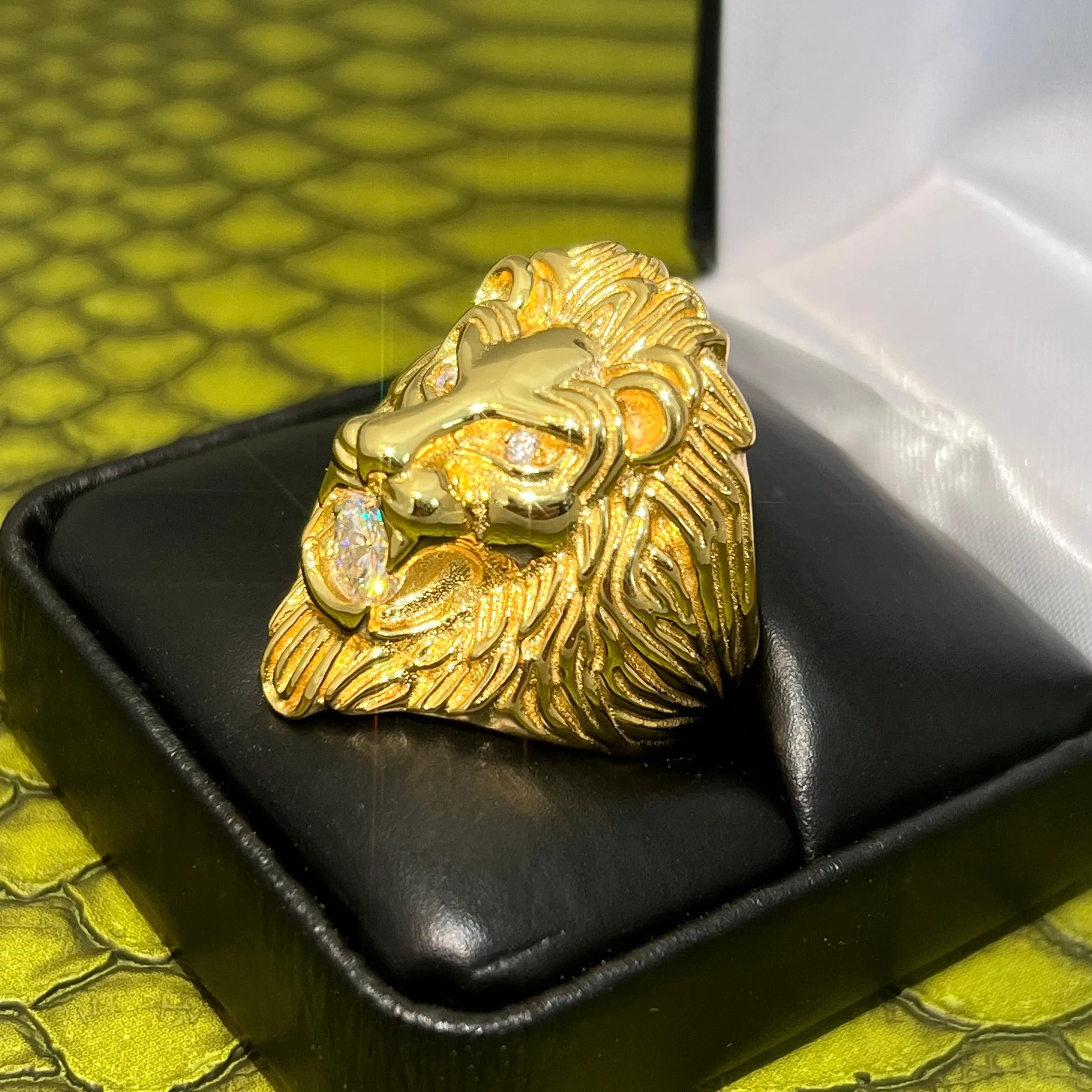 Certified VVS1 Moissanite 3D Lion Head Ring