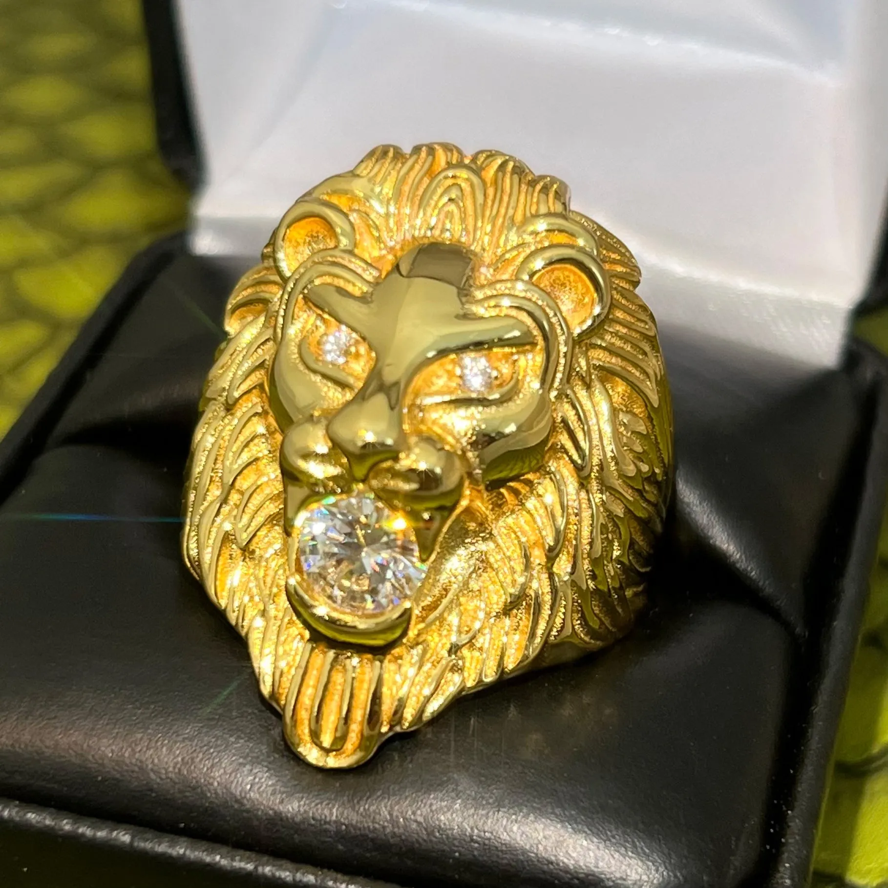 Certified VVS1 Moissanite 3D Lion Head Ring