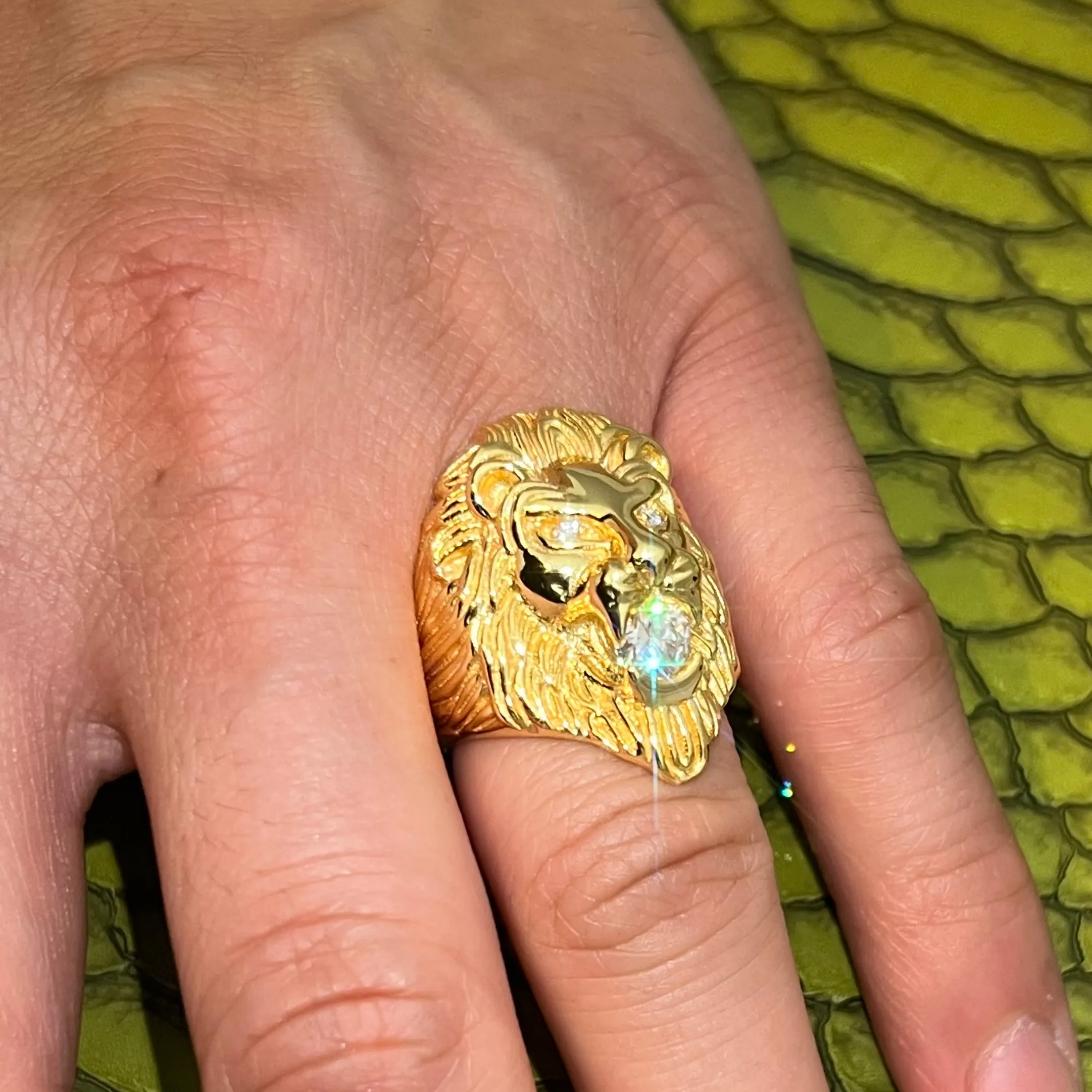 Certified VVS1 Moissanite 3D Lion Head Ring