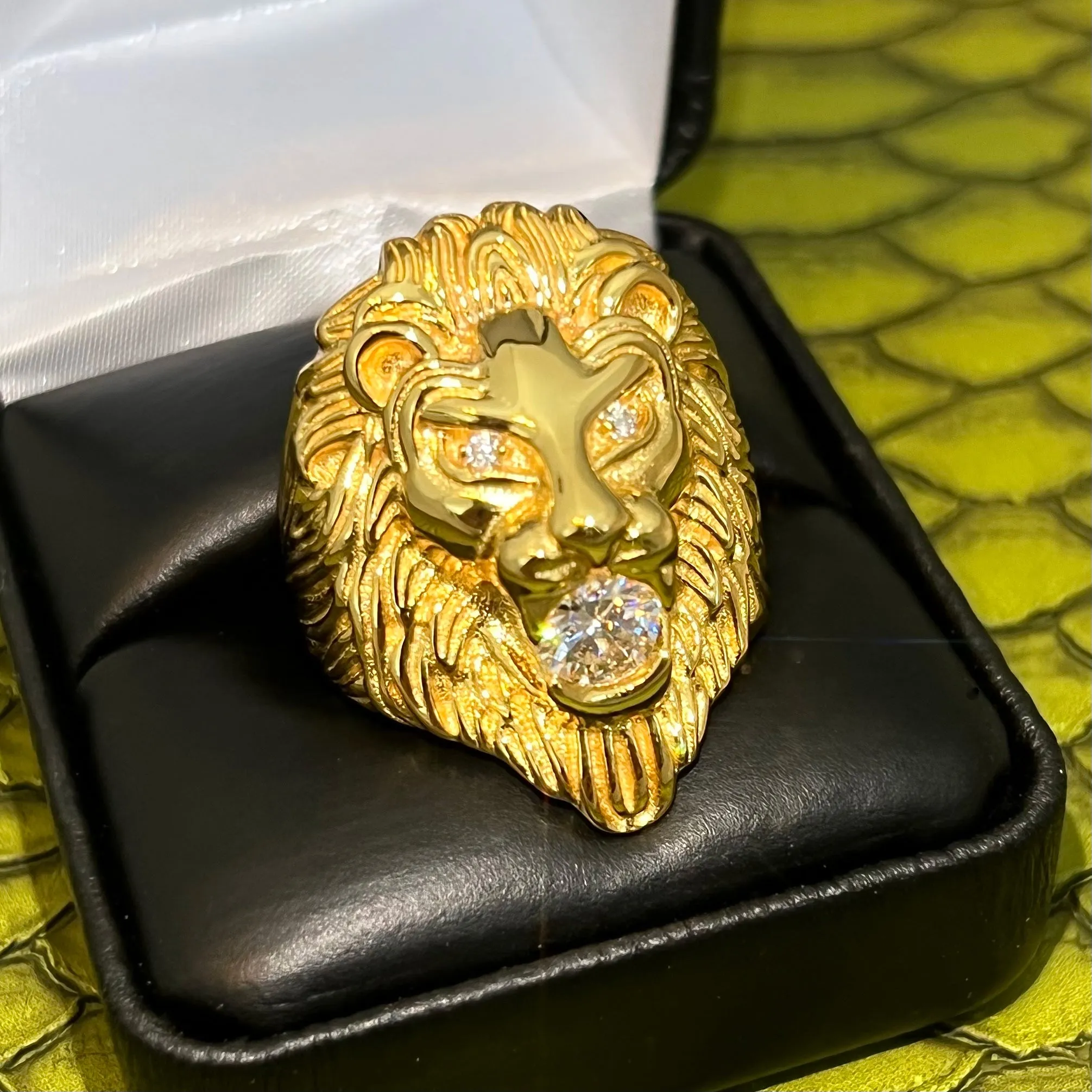 Certified VVS1 Moissanite 3D Lion Head Ring