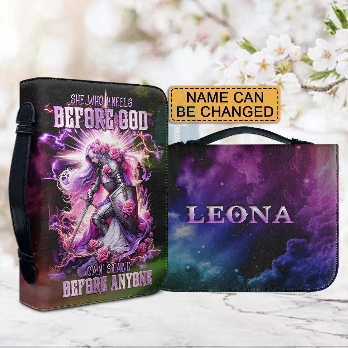 Christianartbag Bible Cover, She Who Kneels Before GOD Bible Cover, Personalized Bible Cover, Warrior Women Bible Cover, Christian Gifts, CAB06291223.