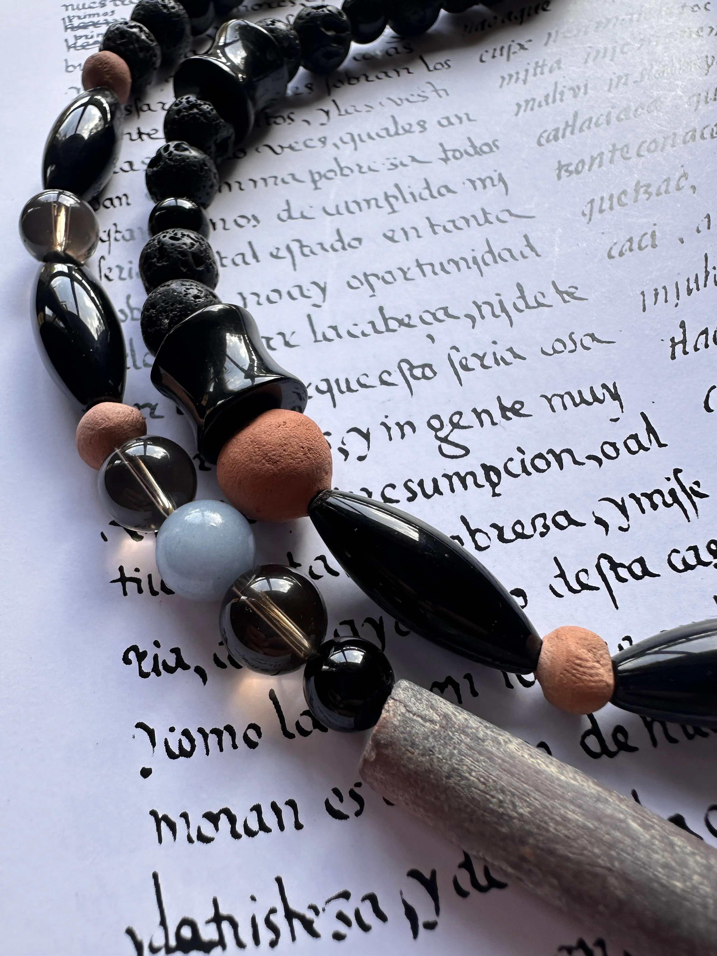Clay Tecpatl two layered necklace