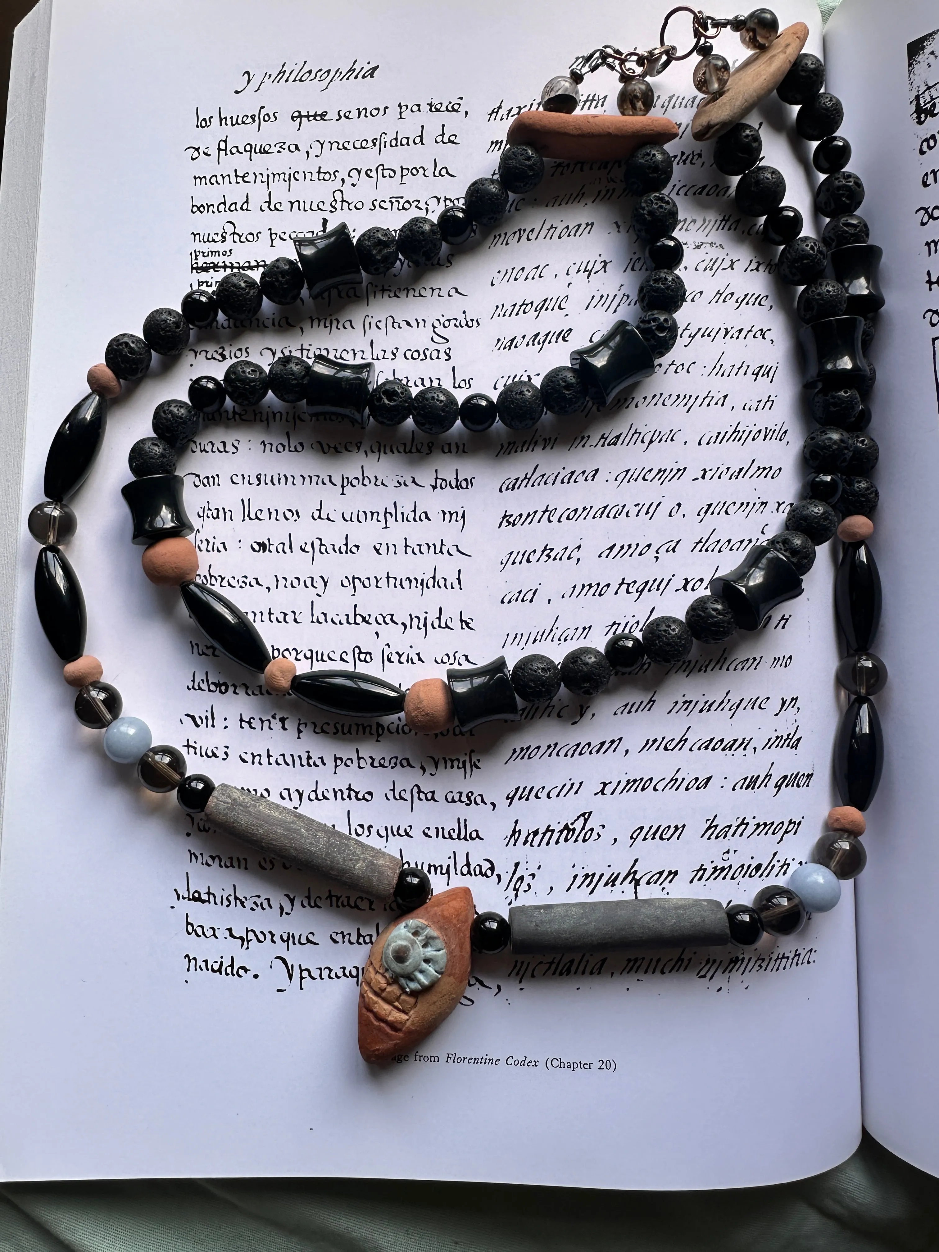 Clay Tecpatl two layered necklace