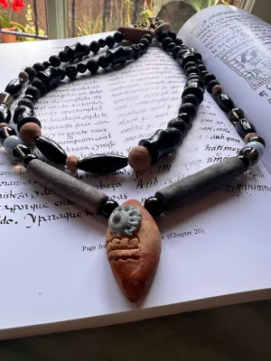 Clay Tecpatl two layered necklace