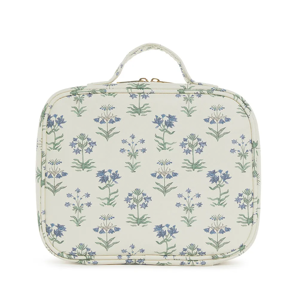 Cosmetic Toiletry Case - Provence With Green Pinstripe Liner