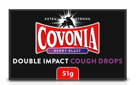 COVONIA dual -efficient cough medicine -beyl flavor 51g Covonia Double IMPACT COUGH DROPS -Berry Blast
