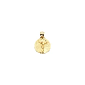 Crucified Jesus Diamond Cut Medallion Pendant (14K)