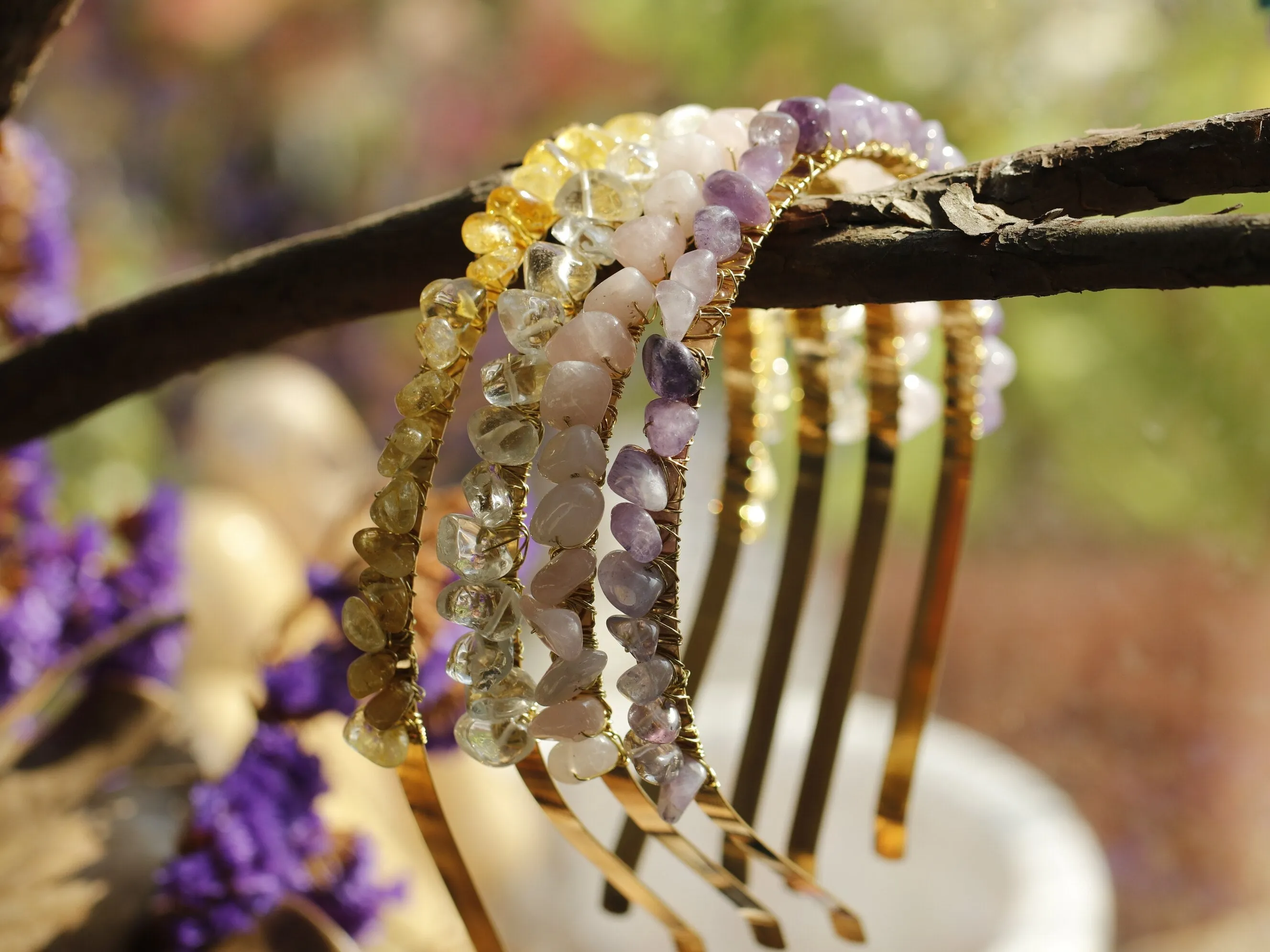 Crystal crown made of rough stone, raw crystal purple crystal headband, , gifts