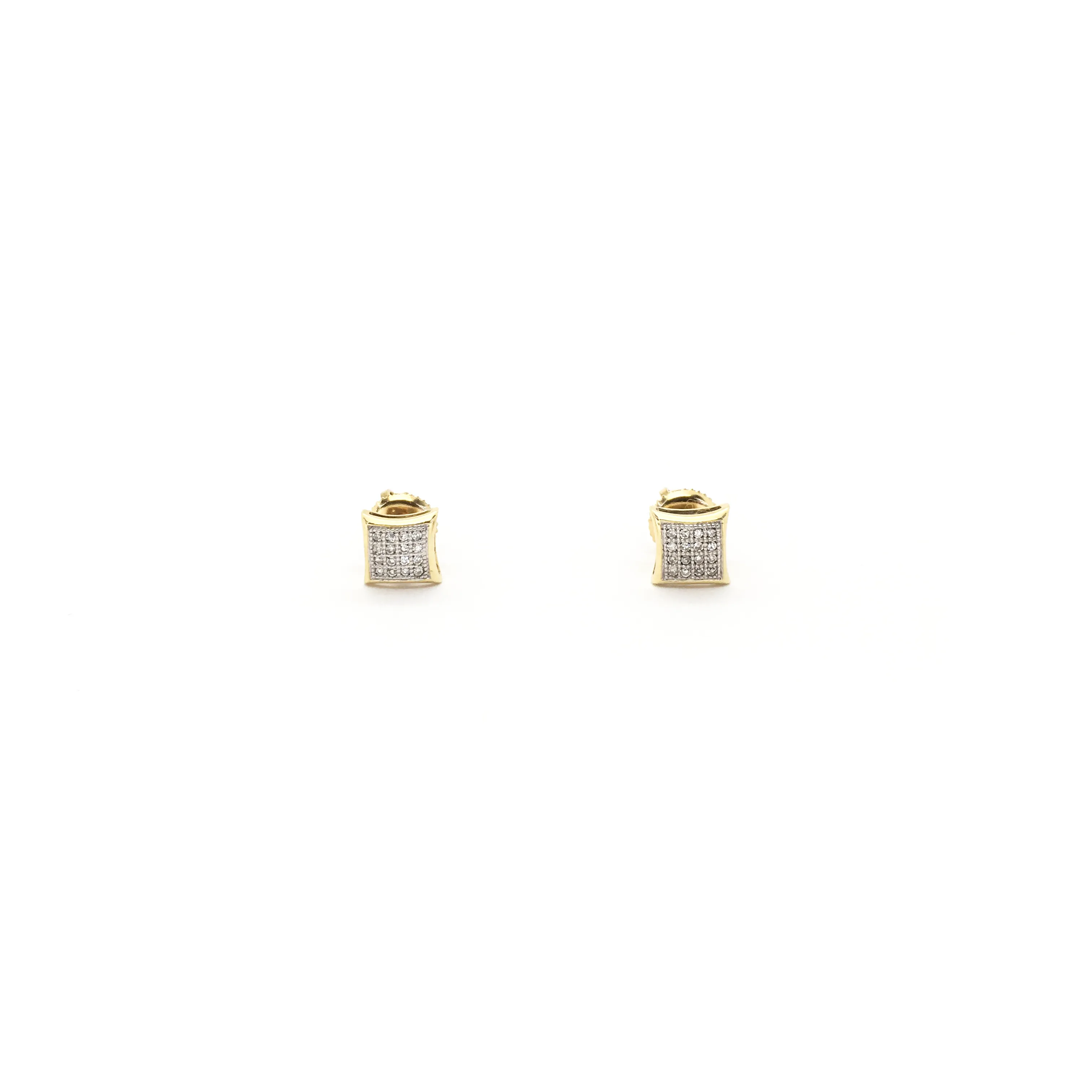 Curvy Square Diamond Cluster Stud Earrings