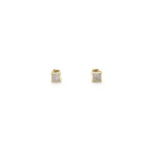 Curvy Square Diamond Cluster Stud Earrings