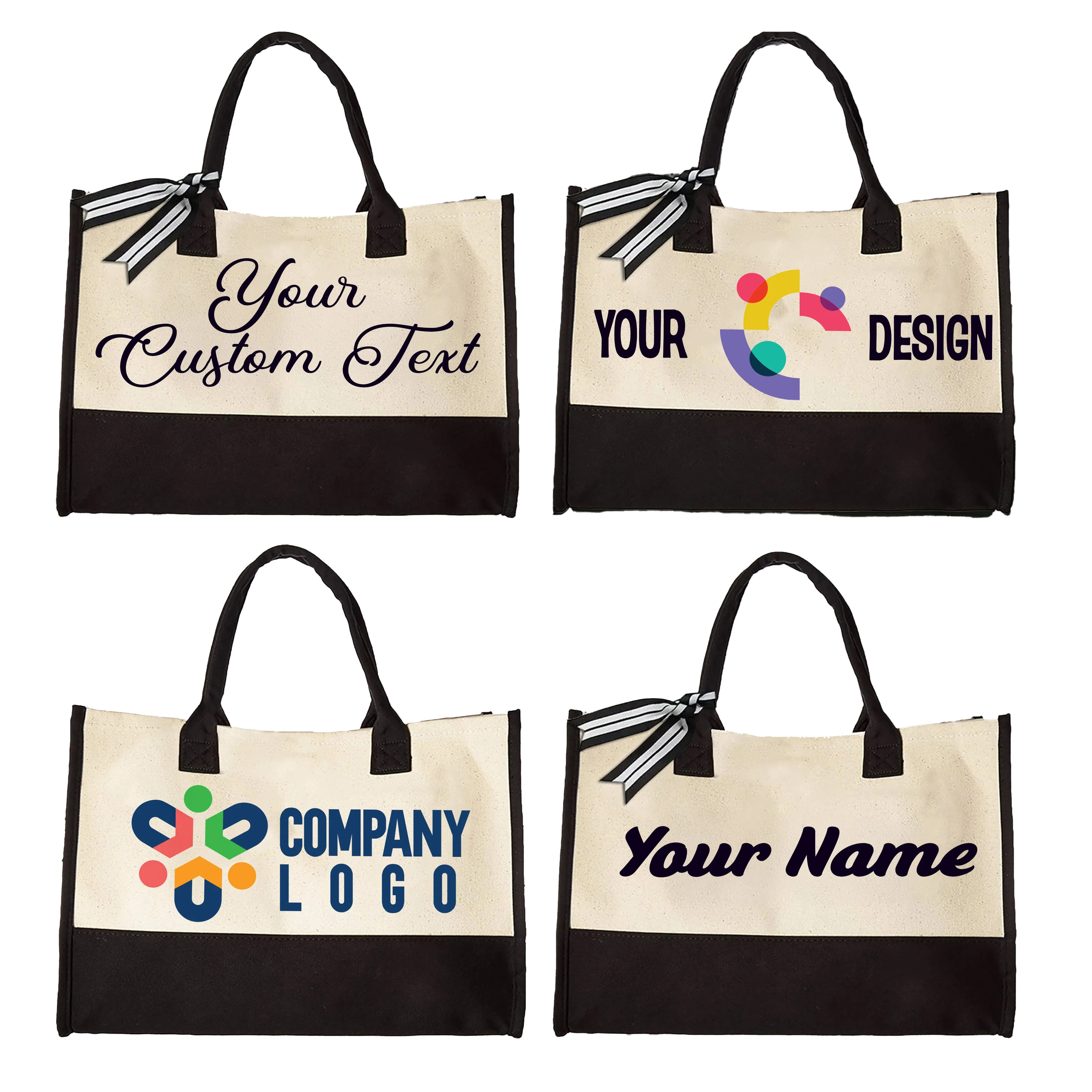 Custom Canvas Tote Bag - Personalized Gift for Women, Bridesmaids, Birthdays, Bachelorette, Corporate, Logo Totes