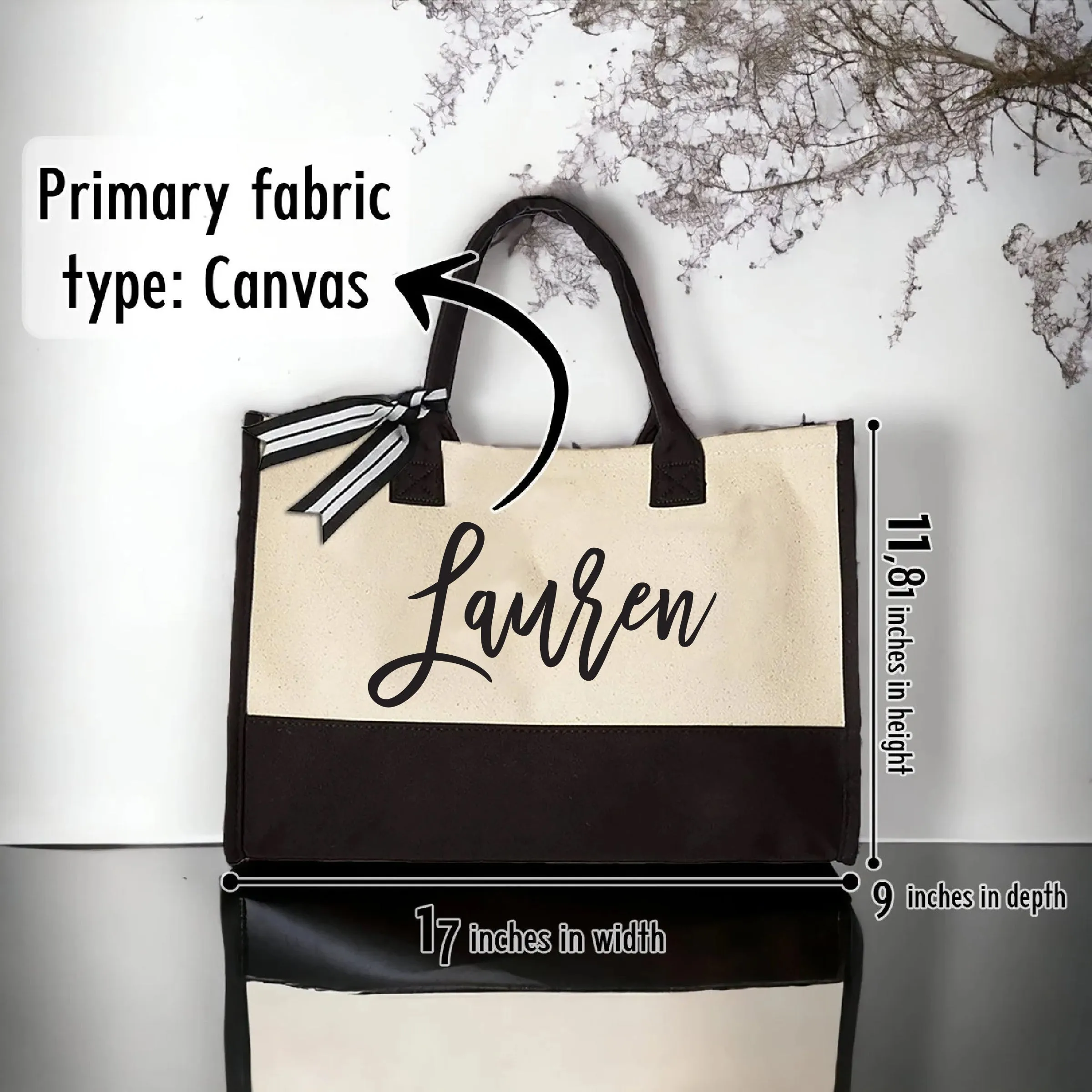Custom Canvas Tote Bag - Personalized Gift for Women, Bridesmaids, Birthdays, Bachelorette, Corporate, Logo Totes