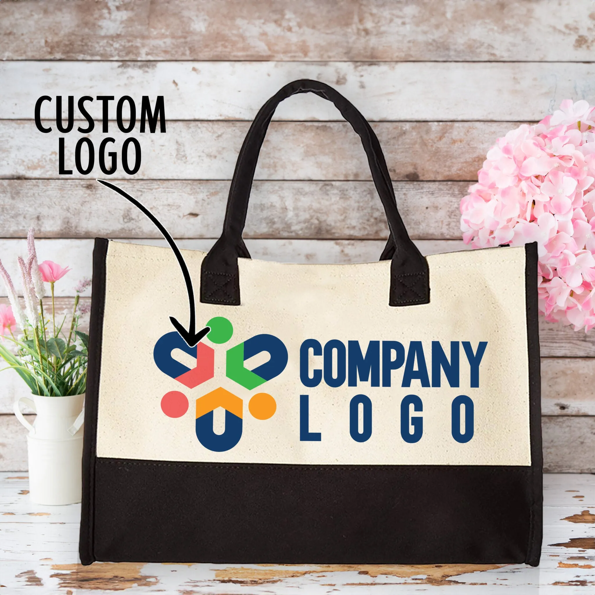 Custom Canvas Tote Bag - Personalized Gift for Women, Bridesmaids, Birthdays, Bachelorette, Corporate, Logo Totes