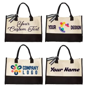 Custom Canvas Tote Bag - Personalized Gift for Women, Bridesmaids, Birthdays, Bachelorette, Corporate, Logo Totes
