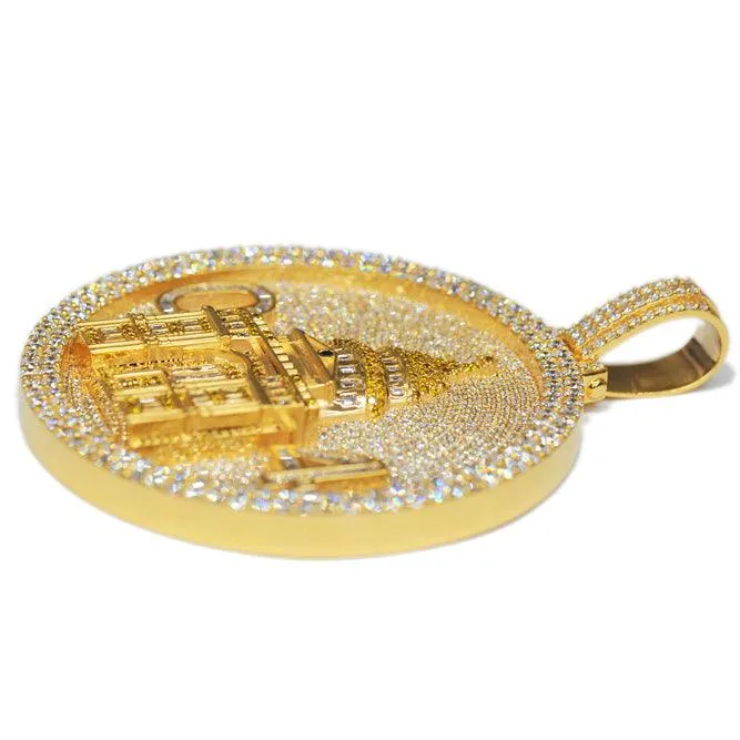 CUSTOM DIAMOND TEMPLE BUILDING PENDANT