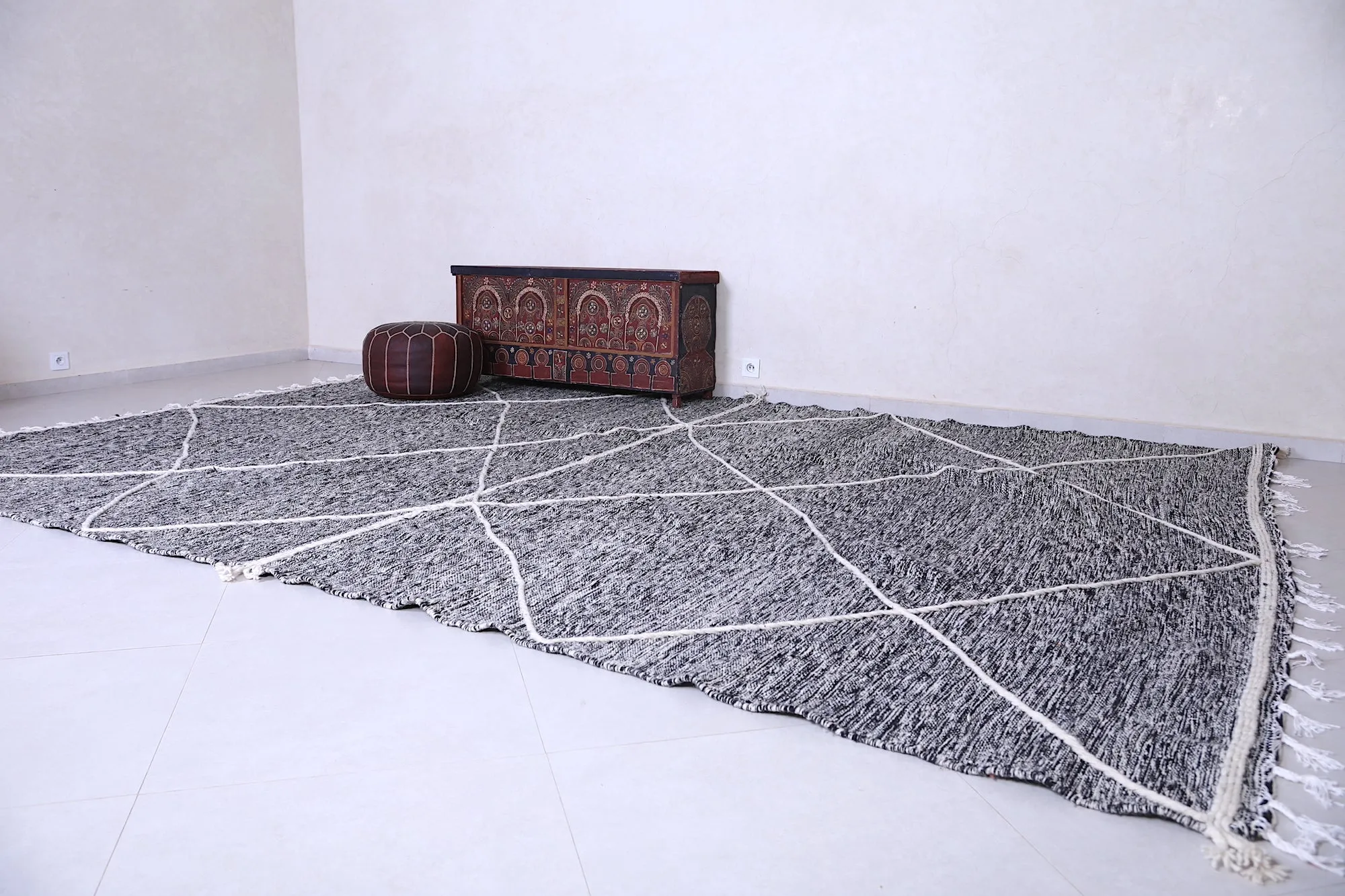 Custom Gray Moroccan rug - Handmade Beni Ourain area rug - Wool rug