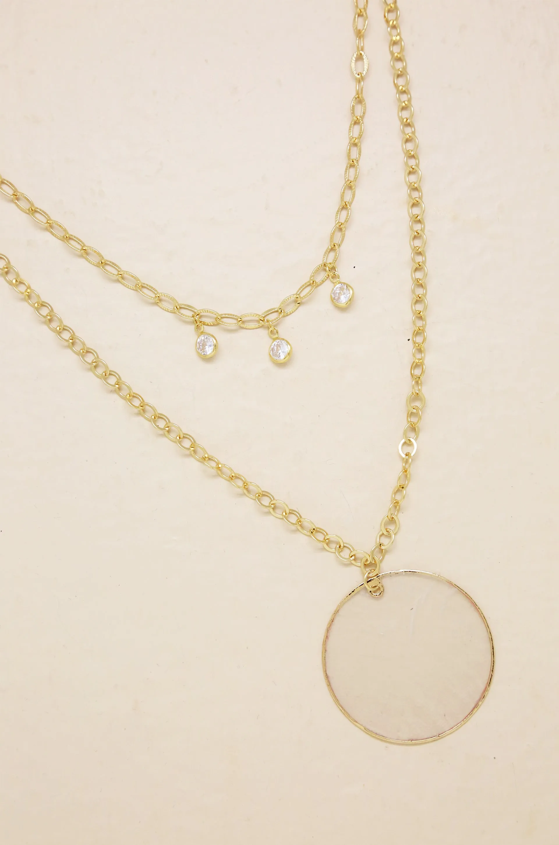 Darling Coin Shell & 18kt Gold Plated Layered Necklace