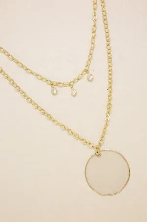 Darling Coin Shell & 18kt Gold Plated Layered Necklace