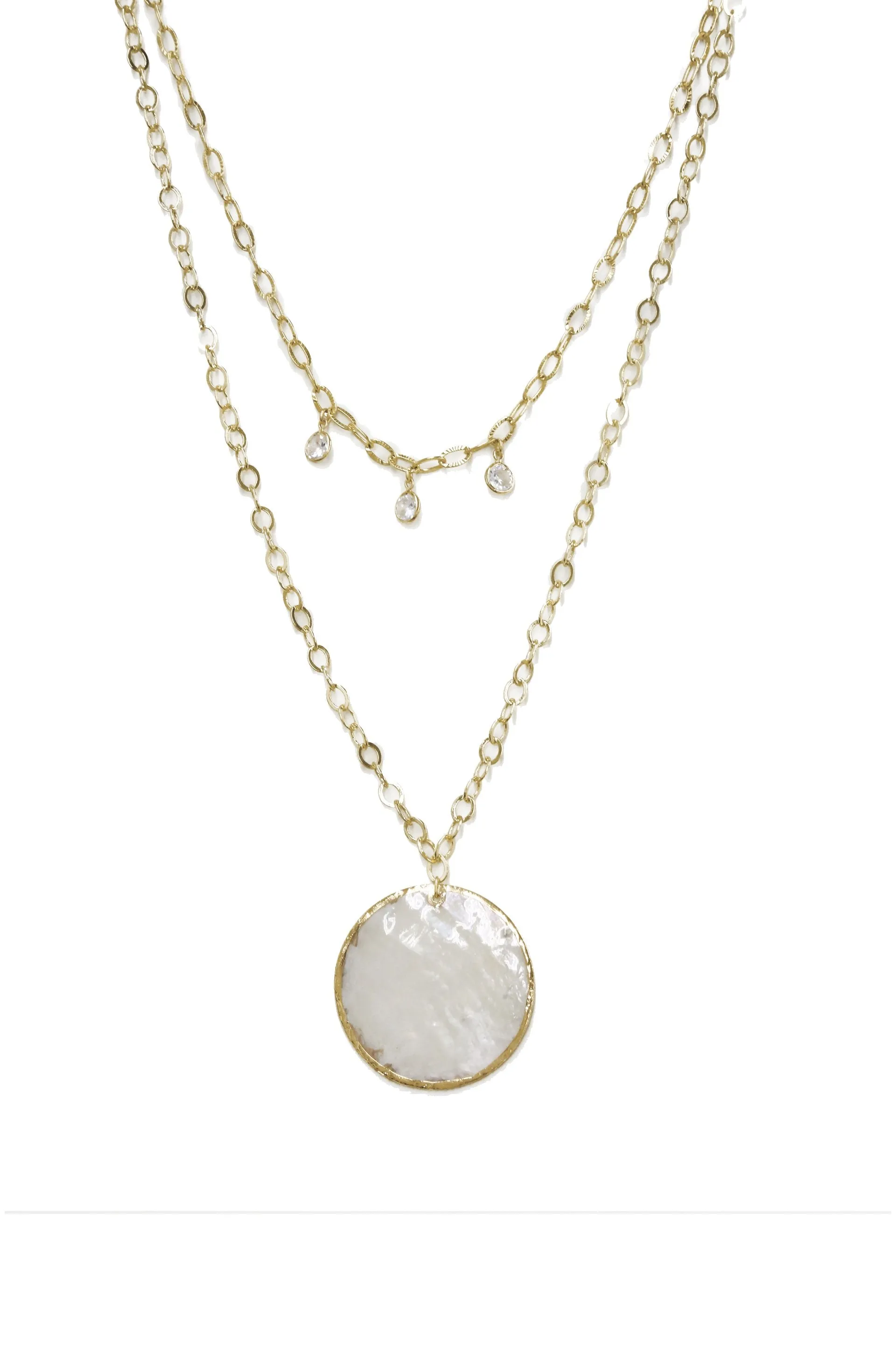 Darling Coin Shell & 18kt Gold Plated Layered Necklace