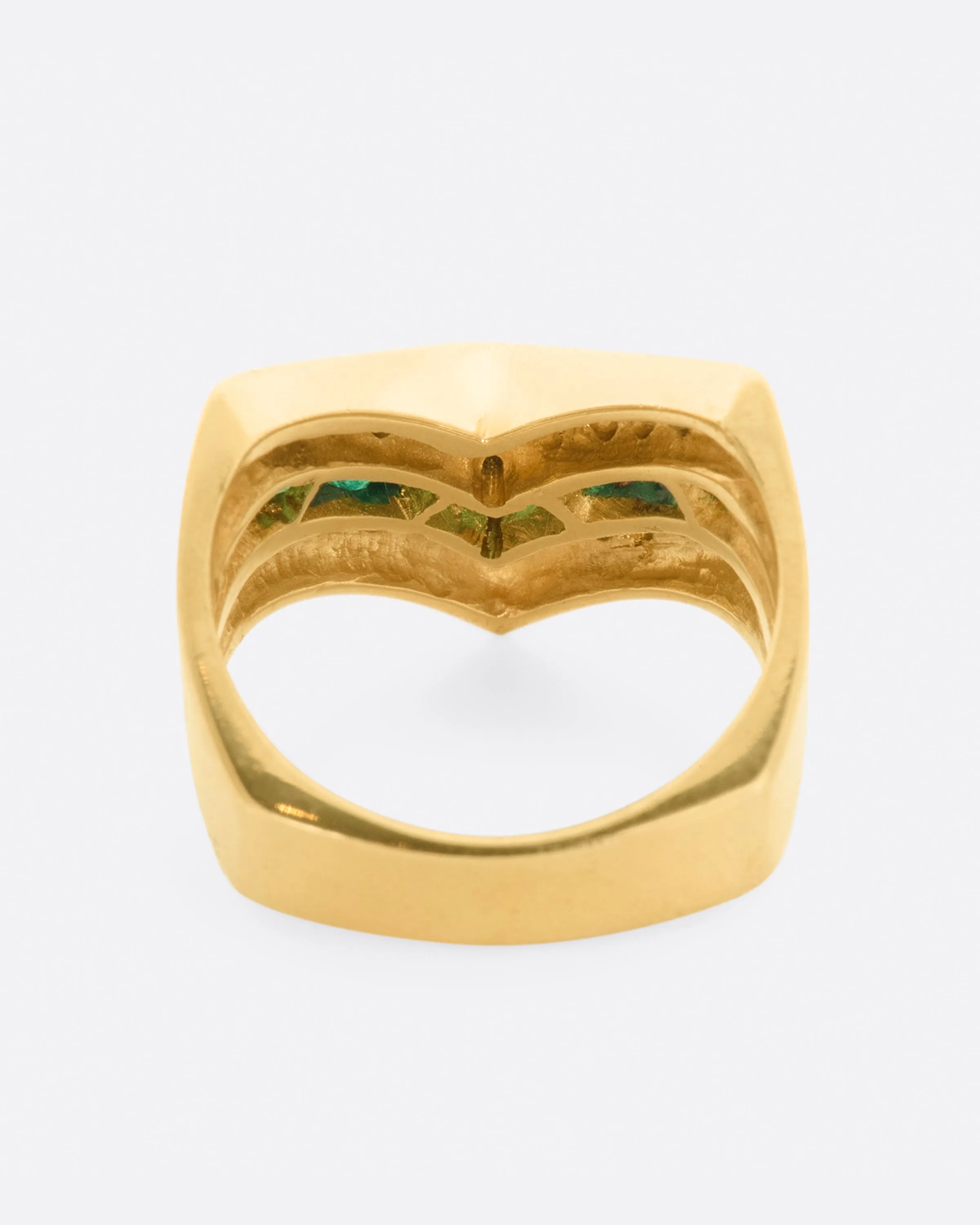 Diamond and Emerald Chevron Ring