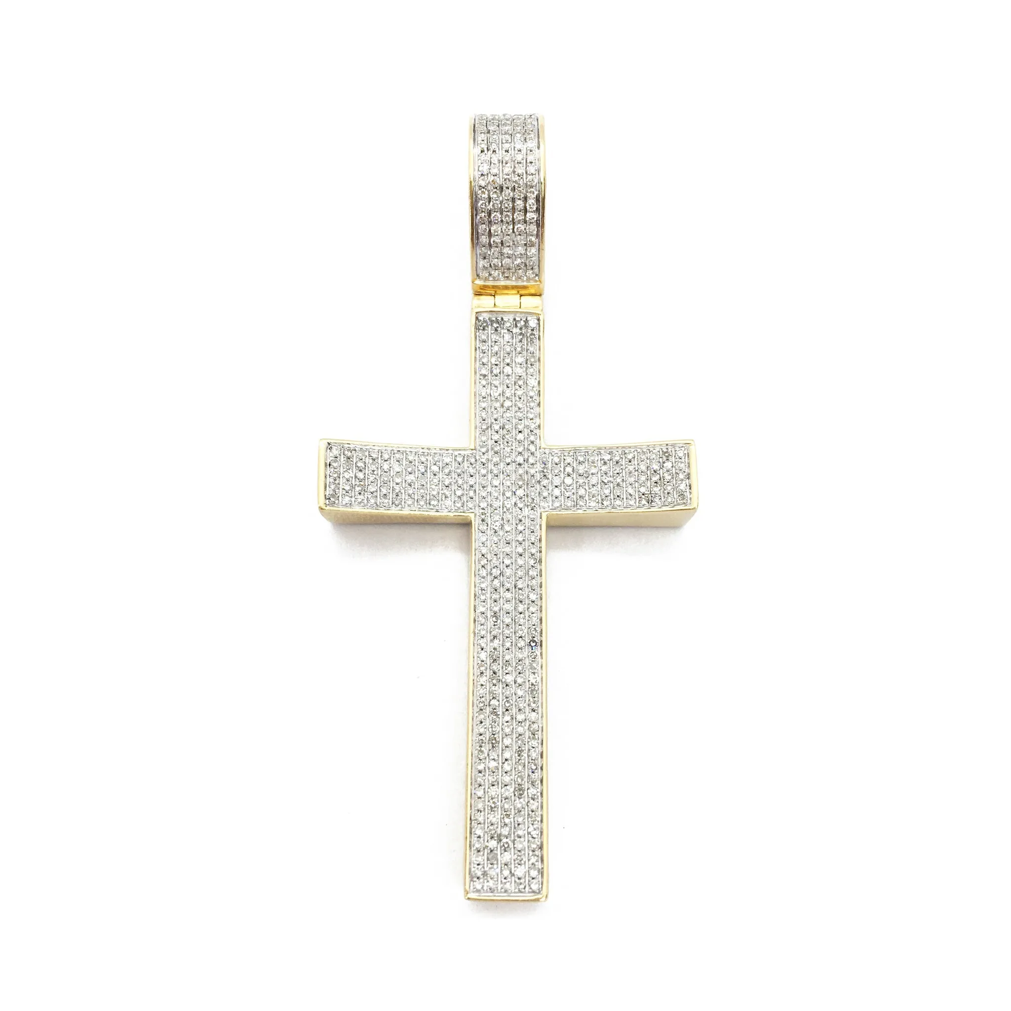 Diamond Concave Cross Pendant (14K)
