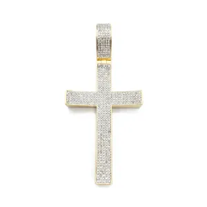 Diamond Concave Cross Pendant (14K)