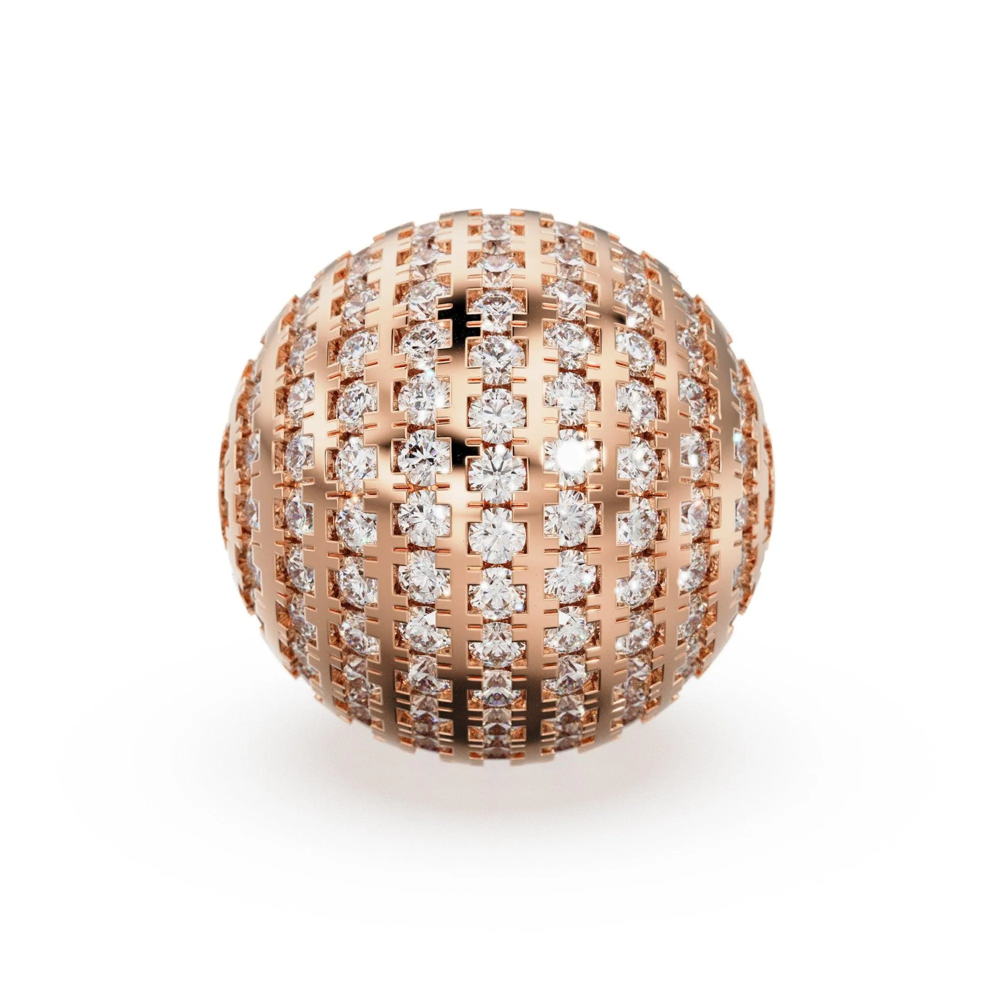 Diamond French Pave Setting Round 16mm Spacer Beads / 14k 18k Solid Gold Bead / Diamond Gold Spacer / Handmade Pave Diamond 16mm Beads