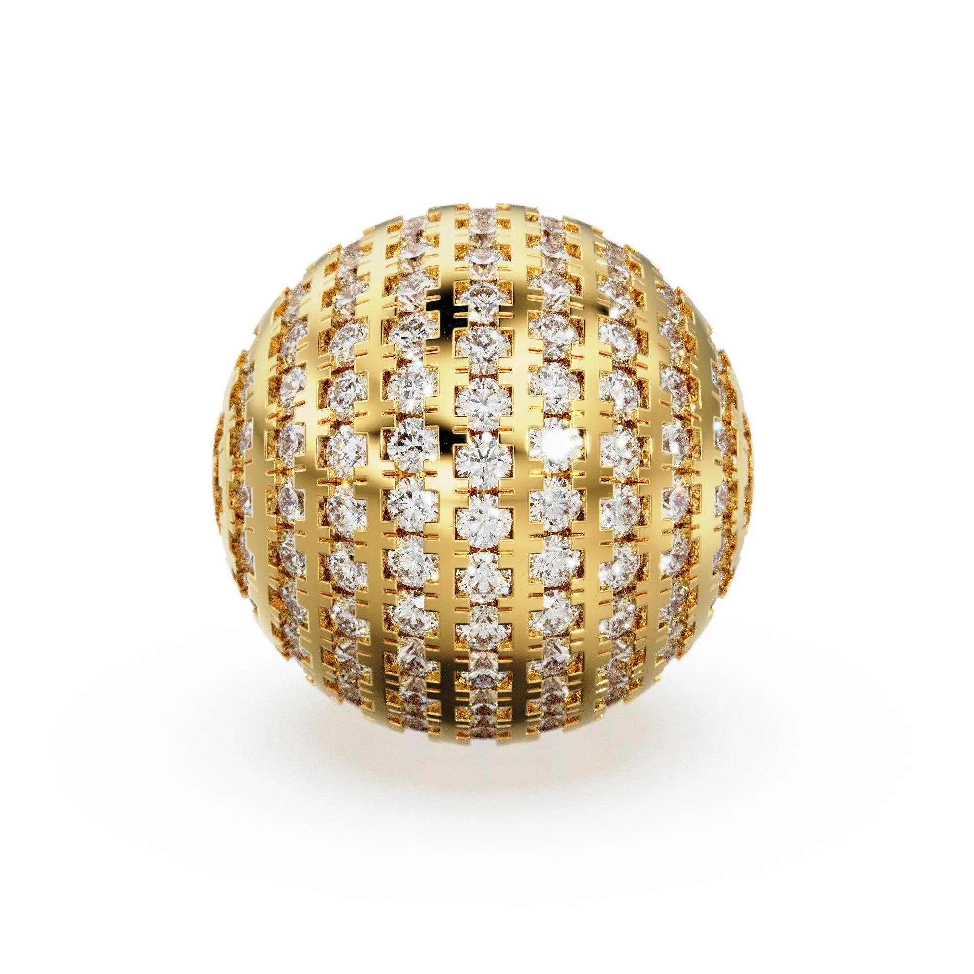 Diamond French Pave Setting Round 16mm Spacer Beads / 14k 18k Solid Gold Bead / Diamond Gold Spacer / Handmade Pave Diamond 16mm Beads