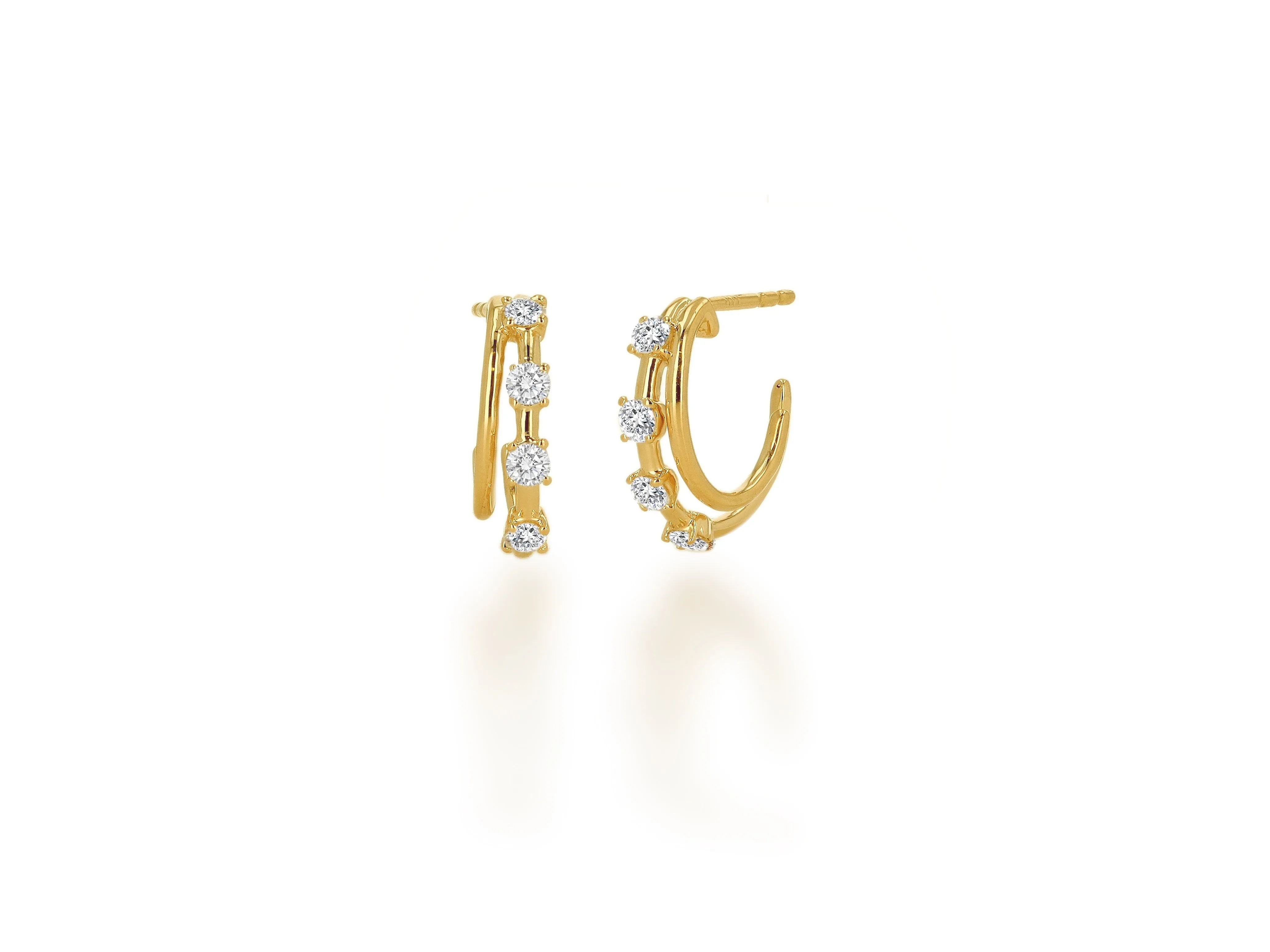 Diamond Two Row Huggie Earrings