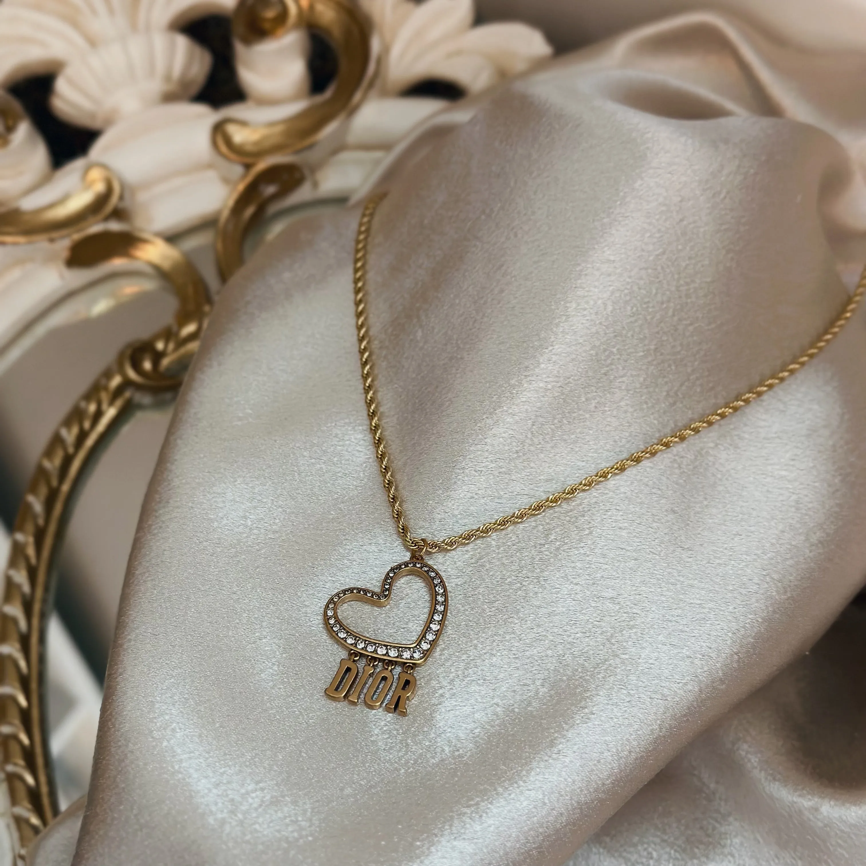 DIOR HEART ROPE CHAIN NECKLACE