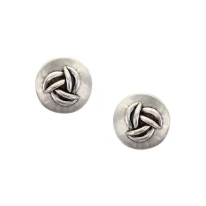 Disc with Layered Leaves Post Earring