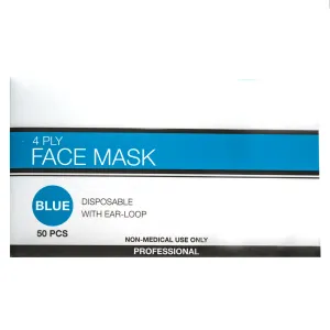 DISPOSABLE Face Masks 4-PLY Box 50 Masks Blue
