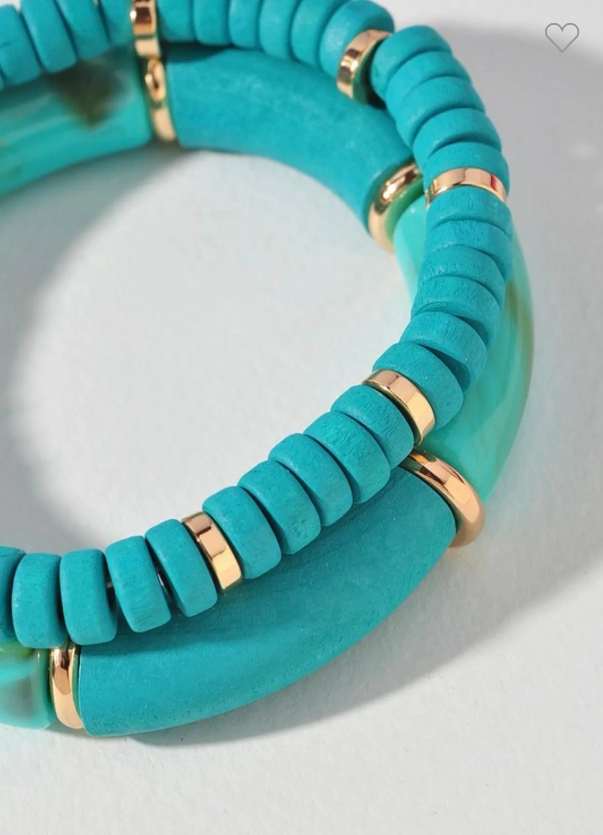 Double Layered Bead and Tube Bead Bracelet Set- 2 Colors
