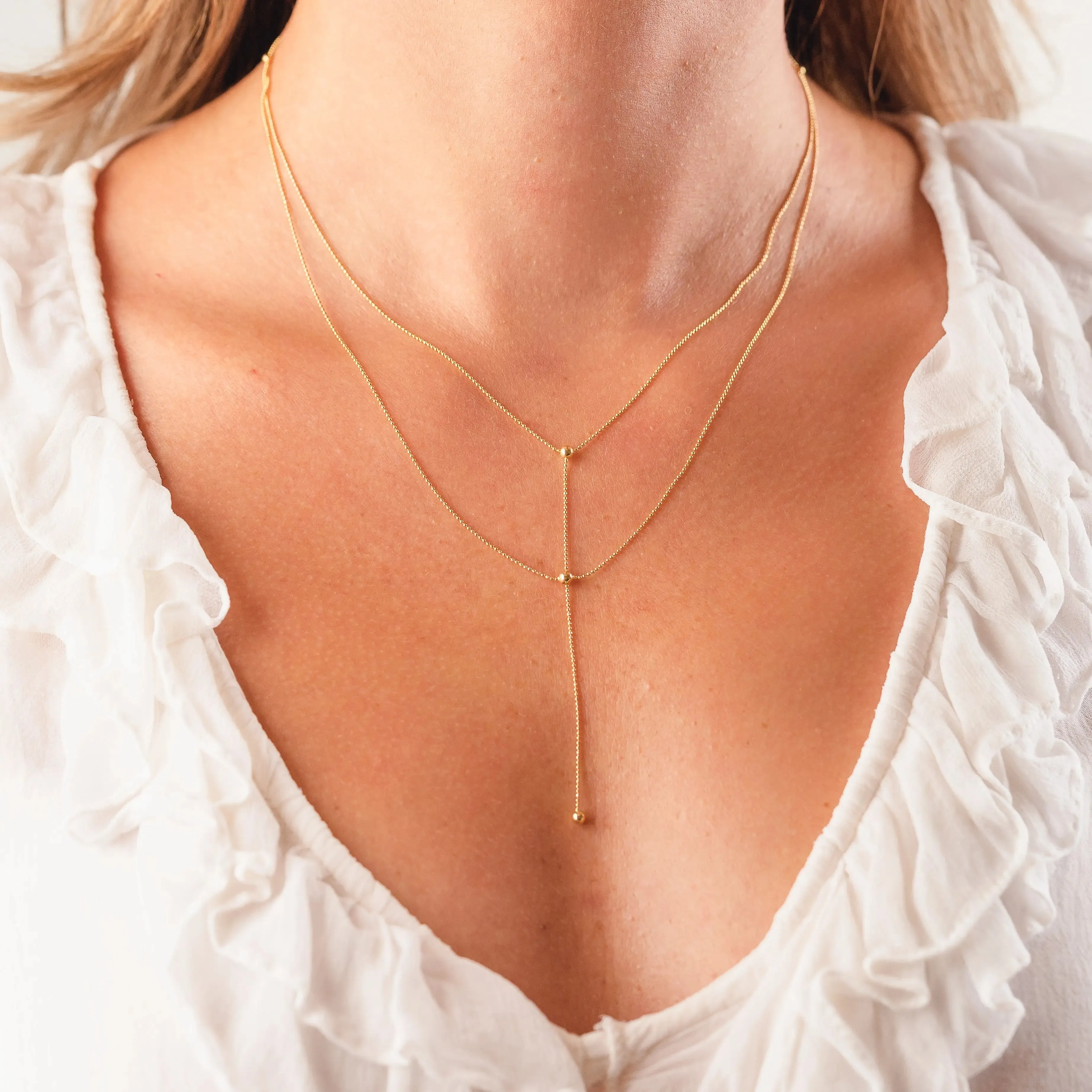 Double Layered Drop Bead Necklace