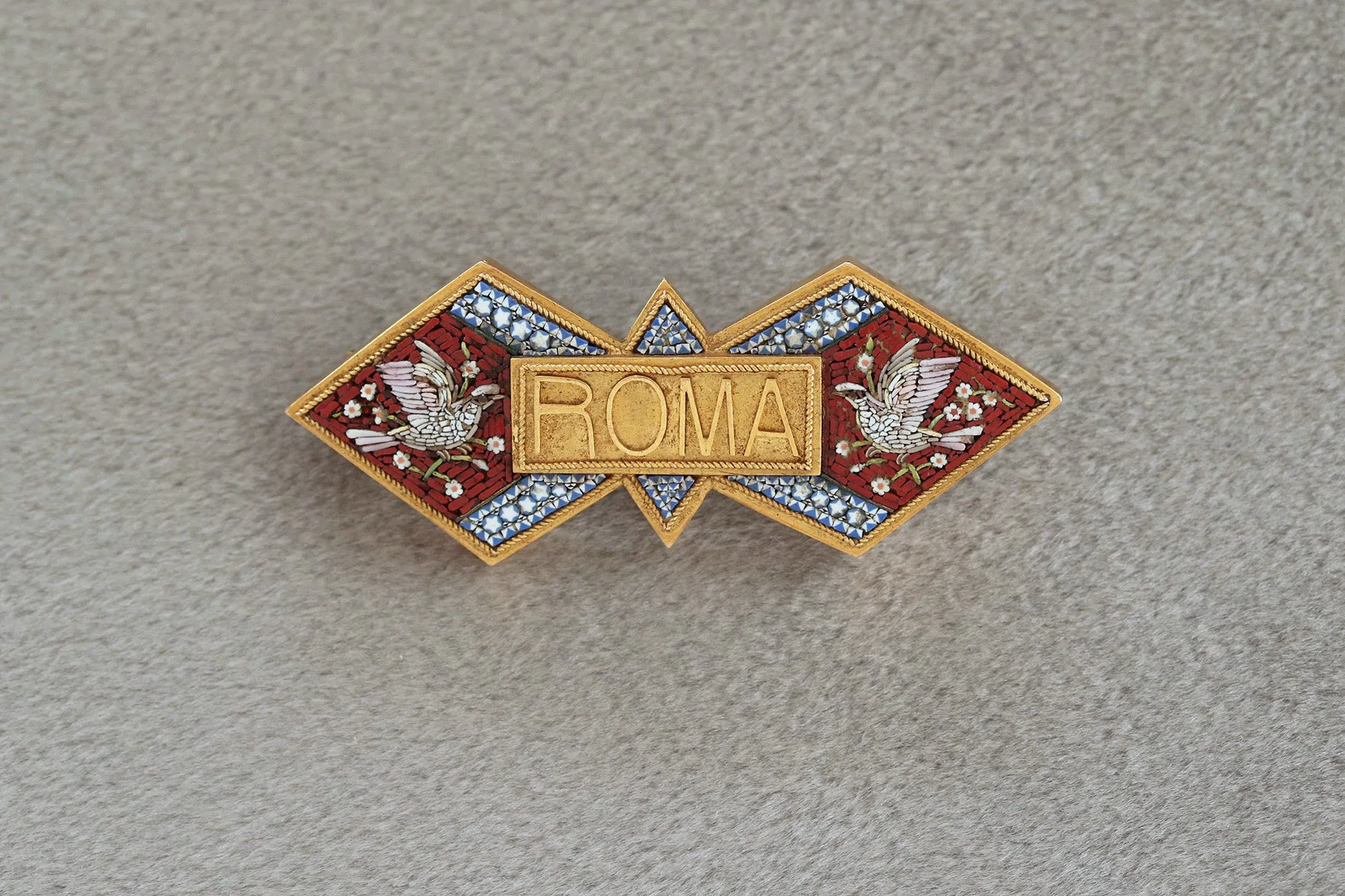 Dove Micromosaic ROMA Brooch