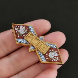 Dove Micromosaic ROMA Brooch
