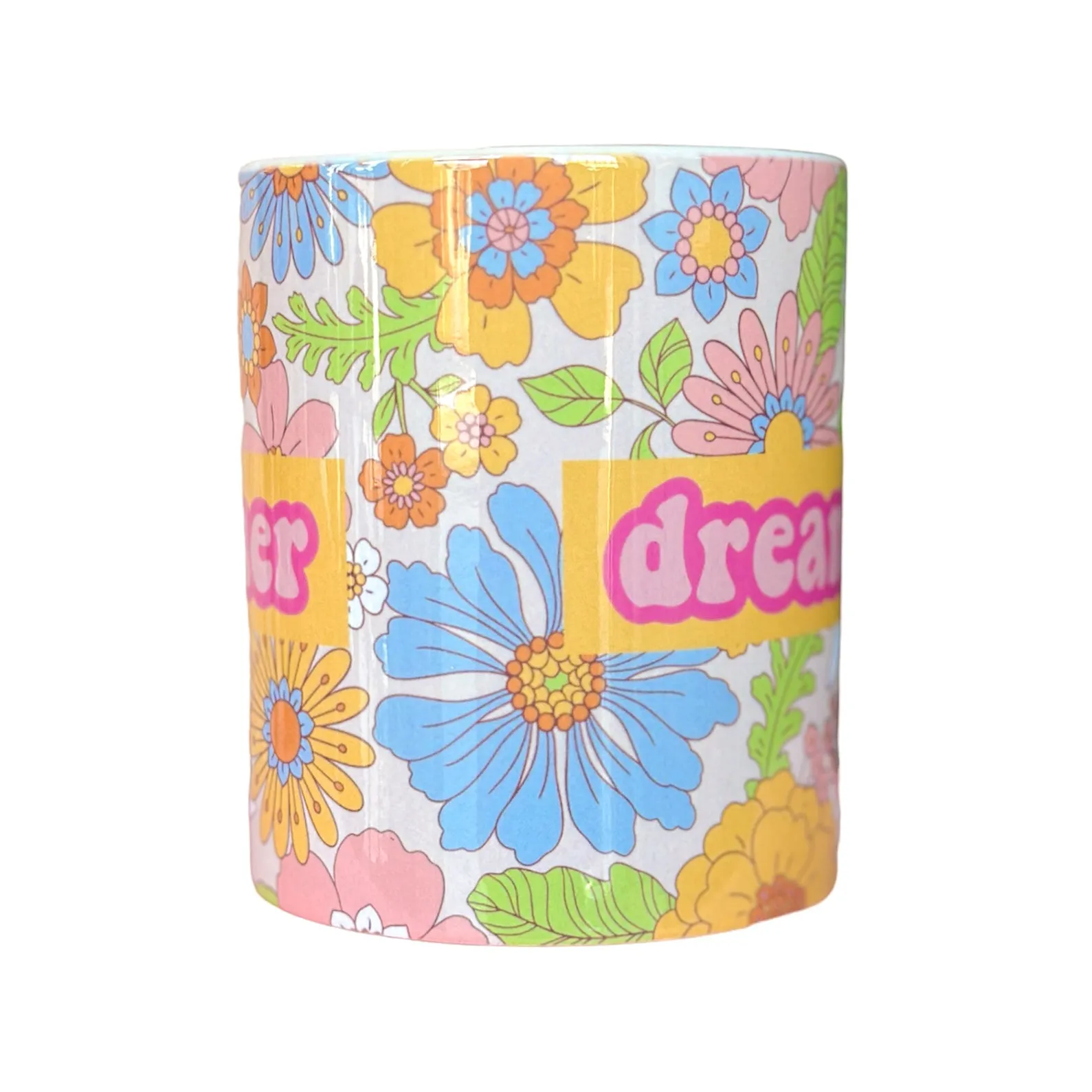 Dreamer Retro Floral Bow Coffee Mug