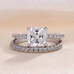 Elegant 1.5 Carat Cushion Cut Wedding Ring Set