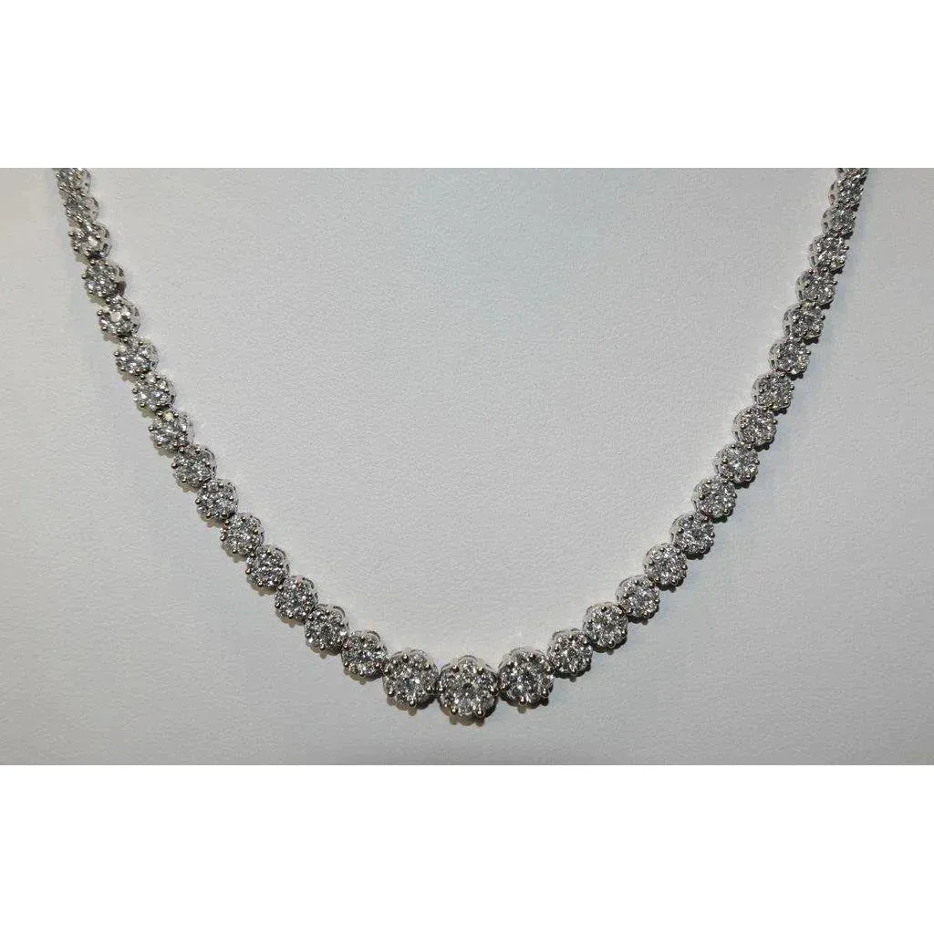 Elegant 20 Carat Natural Earth Mined Diamond Gold Necklace