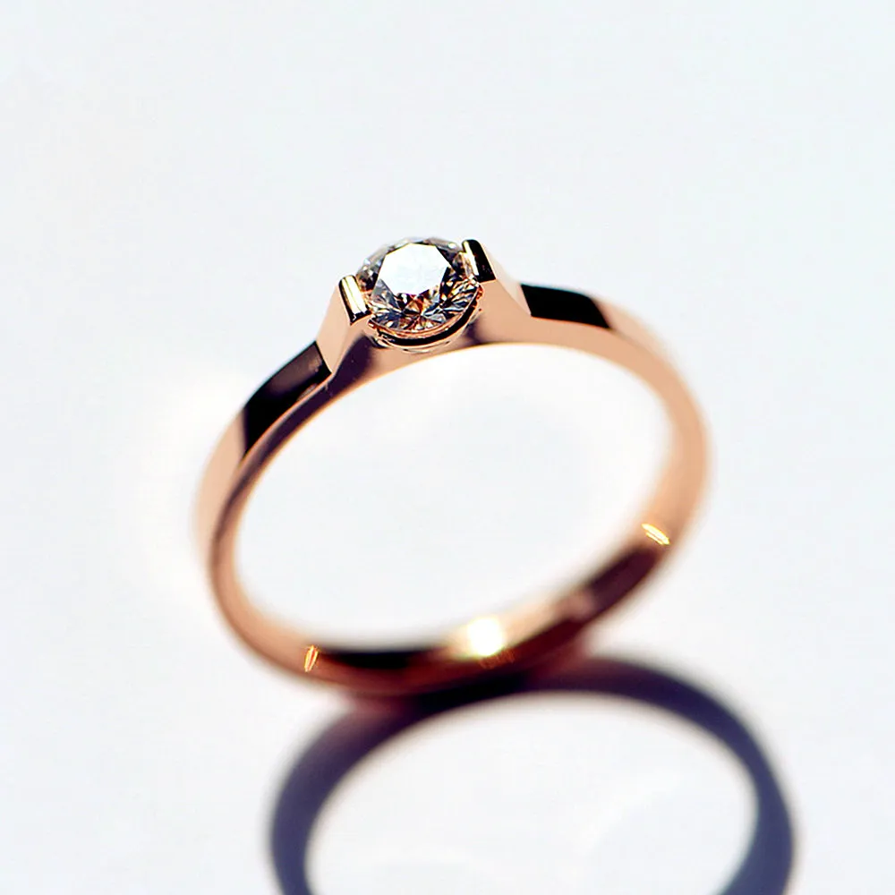 Elegant Bar Setting Solitaire GIA Diamond Ring