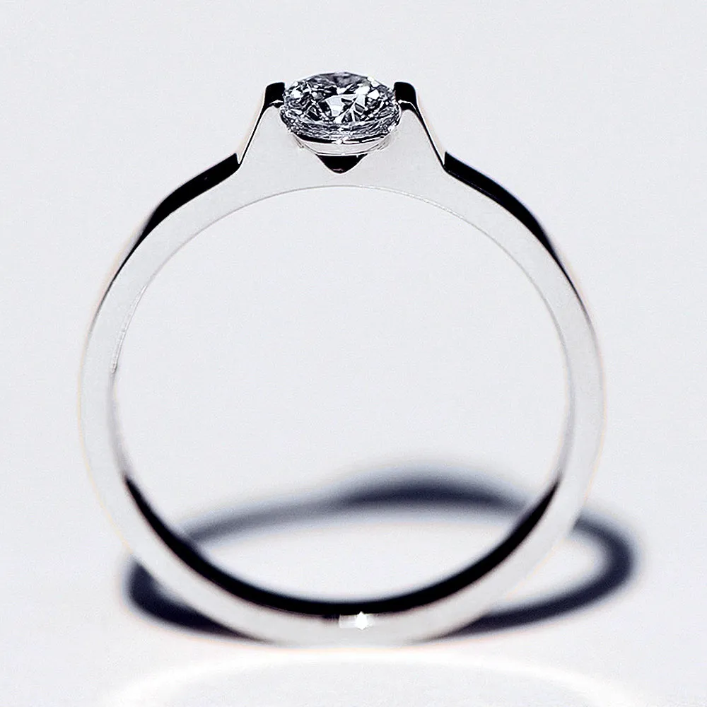 Elegant Bar Setting Solitaire GIA Diamond Ring