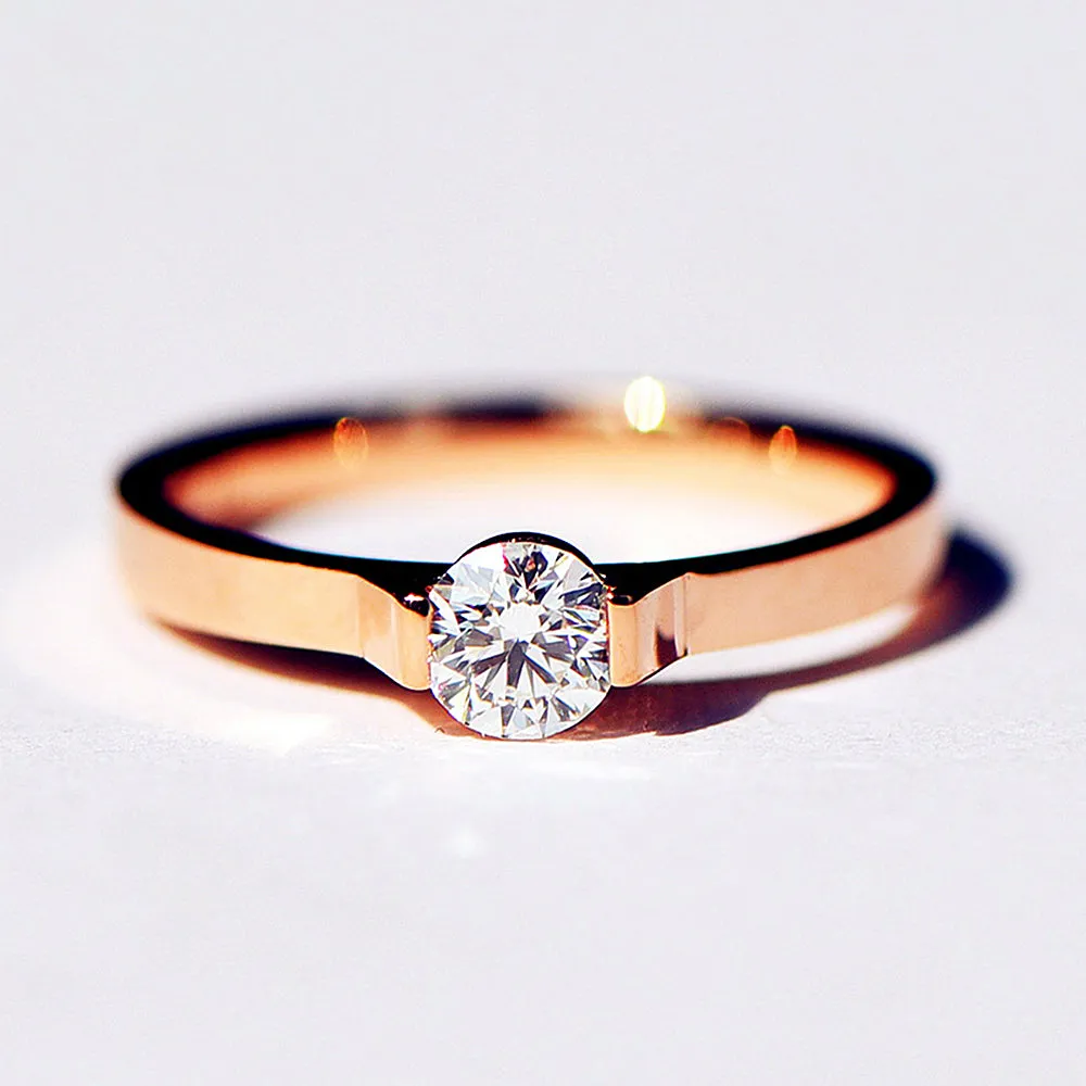 Elegant Bar Setting Solitaire GIA Diamond Ring