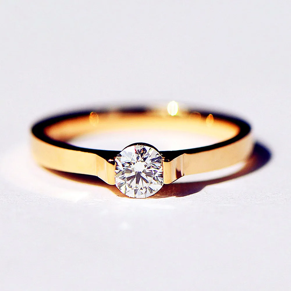Elegant Bar Setting Solitaire GIA Diamond Ring