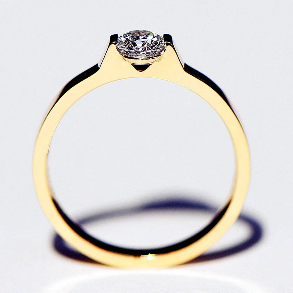 Elegant Bar Setting Solitaire GIA Diamond Ring