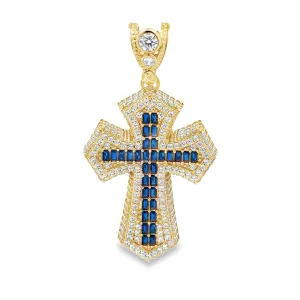 Elegant Blue Cross Pendant 10k