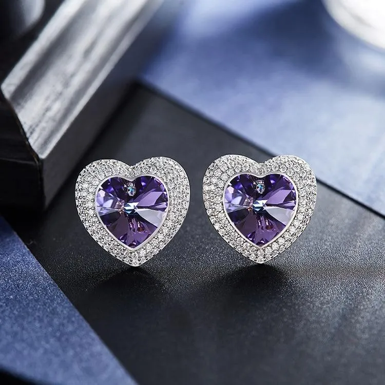 Elegant Blue Rhinestone Stud Earrings